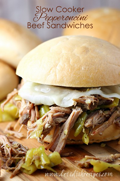 Slow Cooker Pepperonicini Beef Sandwiches